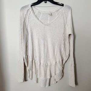 Women’s We the Free White Waffle Thin Sweater Top Free People Boho Hippie